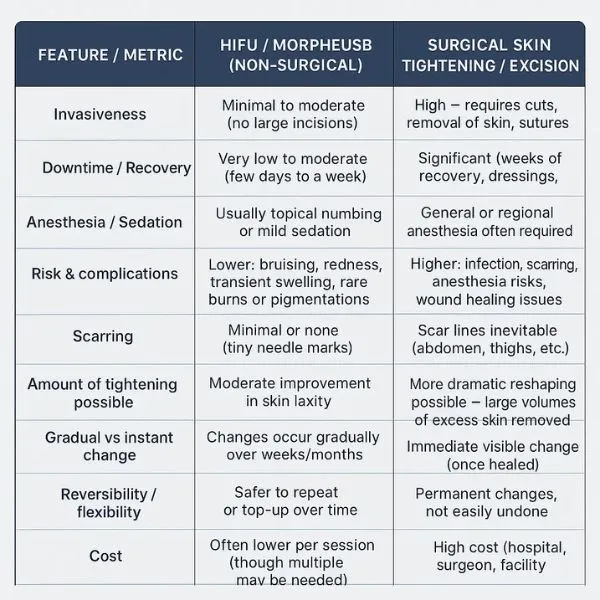 Lost the Weight but Not the Loose Skin? 3 A table showing the benefits of Lipo Sculpt Iver treatments to combat loose skin.